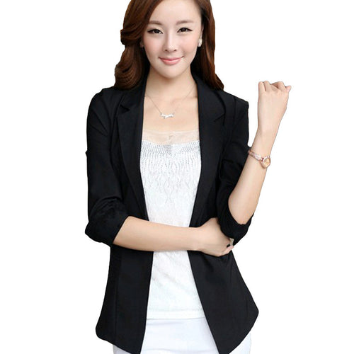 clearance women slim coat candycolor three quarter sleeve suit one button thin coat suit jacket ol work wear J4U66