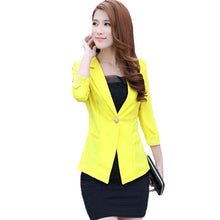 clearance women slim coat candycolor three quarter sleeve suit one button thin coat suit jacket ol work wear J4U66