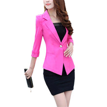 clearance women slim coat candycolor three quarter sleeve suit one button thin coat suit jacket ol work wear J4U66