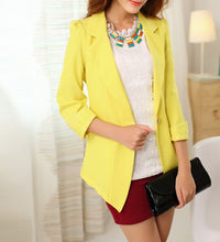 clearance women slim coat candycolor three quarter sleeve suit one button thin coat suit jacket ol work wear J4U66