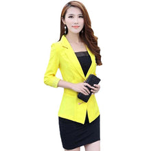 clearance women slim coat candycolor three quarter sleeve suit one button thin coat suit jacket ol work wear J4U66