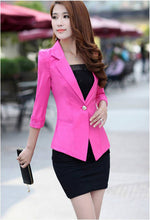 clearance women slim coat candycolor three quarter sleeve suit one button thin coat suit jacket ol work wear J4U66