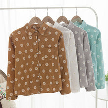 ClearanceWomen Blouses Turn Down Collar Floral Blouse Long Sleeve Shirt Women Camisas Femininas Women Tops And Blouses Fashion J4U66