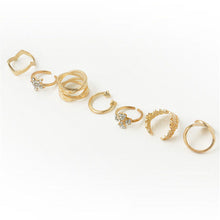 Clover Rhinestone Joint Tail Finger Knuckle Ring Set for women 7PCS Rock Punk Gold Plated Stack Band Midi Rings J4U66