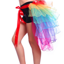 Colorful Adult Dancing Tutu Layered Organza Lace up Party Rainbow Skirt Clubwear PY J4U66