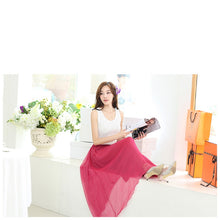 ColorfulWomen's Tulle Skirt Elastic Waist Silk Chiffon Pleated Long PY3 J4U66