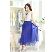 colorful womens tulle skirt elastic waist silk chiffon pleated long J4U66