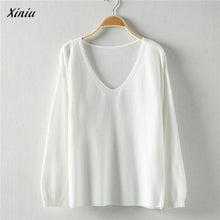 Colorful xiniu Apparel Women's Hollow Out Long Sleeve Loose V Collar Thin Pullovers Sweater rmujer femme J4U66