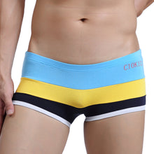 comfortable men boxer shorts u convex pouch panties sexy striped elastic waist breathable mans underwear underpants J4U66