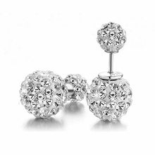 Compact Pearl Ear Stud Rhinestone Double Ball Crystal Stud Earrings For Women Jewelry brincos para as mulheres  J4U66