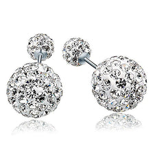 Compact Pearl Ear Stud Rhinestone Double Ball Crystal Stud Earrings For Women Jewelry brincos para as mulheres  J4U66
