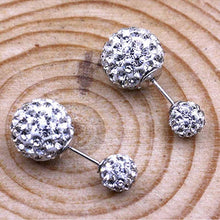 Compact Pearl Ear Stud Rhinestone Double Ball Crystal Stud Earrings For Women Jewelry brincos para as mulheres  J4U66