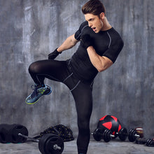 Compression Men's T-Shirt Fitness Bodybuilding Muscle Stretch Short Sleeve Tops Tee Shirt Homme J4U66