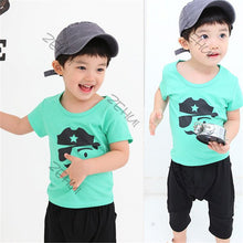 Cool Boys Kids Cartoon T-shirt Round Neck Short Sleeve T-shirts Children Child Tops Clothes Green J4U66