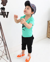 Cool Boys Kids Cartoon T-shirt Round Neck Short Sleeve T-shirts Children Child Tops Clothes Green J4U66