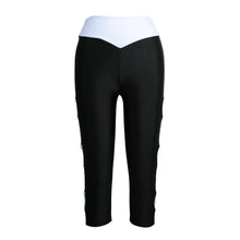 cropped pants women leggings cut out leg breathable stretchy jeggings contrast skinny trousers J4U66