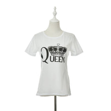 Crown Print Queen letter print t shirts short sleeve tshirt ladies fitness harajuku white black top tees J4U66
