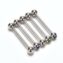 Crystal Ball Tongue Bars Ring Barbell Piercing Stainless Steel Body Jewelry 5Pcs Mixed Colors J4U66