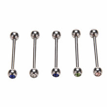 Crystal Ball Tongue Bars Ring Barbell Piercing Stainless Steel Body Jewelry 5Pcs Mixed Colors J4U66
