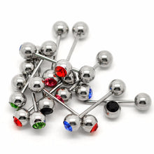 Crystal Ball Tongue Bars Ring Barbell Piercing Stainless Steel Body Jewelry 5Pcs Mixed Colors J4U66