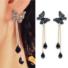 Crystal Elegant Stunning Charmming Tassel Butterfly Waterdrop Long Pendant Earrings Eardrop J4U66