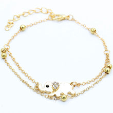 Crystal Elephant Charm Anklet Women gold 2 Layer Link Chain Metal Beads Barefoot Sandal Foot Jewelry Feet Bracelet J4U66