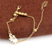 Crystal Elephant Charm Anklet Women gold 2 Layer Link Chain Metal Beads Barefoot Sandal Foot Jewelry Feet Bracelet J4U66