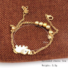 Crystal Elephant Charm Anklet Women gold 2 Layer Link Chain Metal Beads Barefoot Sandal Foot Jewelry Feet Bracelet J4U66
