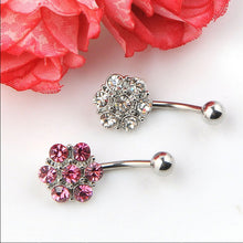 Crystal Flower Surgical Steel Barbell Piercing Belly Button Navel Ring Bar Body Piercing J4U66