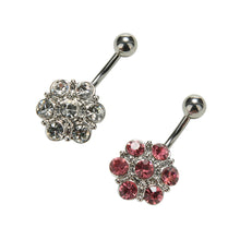 Crystal Flower Surgical Steel Barbell Piercing Belly Button Navel Ring Bar Body Piercing J4U66