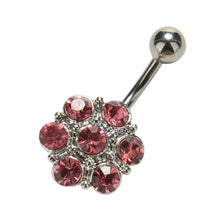 Crystal Flower Surgical Steel Barbell Piercing Belly Button Navel Ring Bar Body Piercing J4U66