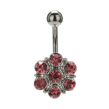 Crystal Flower Surgical Steel Barbell Piercing Belly Button Navel Ring Bar Body Piercing J4U66