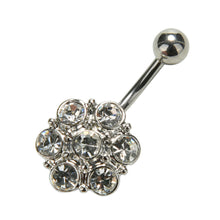 Crystal Flower Surgical Steel Barbell Piercing Belly Button Navel Ring Bar Body Piercing J4U66