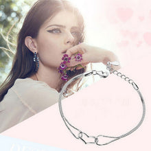 Crystal Love Heart Charm Chain Bracelet For Women Lady Girl Silver Plated Color Jewelry Bracelets J4U66