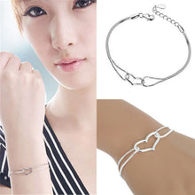 Crystal Love Heart Charm Chain Bracelet For Women Lady Girl Silver Plated Color Jewelry Bracelets J4U66