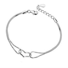 Crystal Love Heart Charm Chain Bracelet For Women Lady Girl Silver Plated Color Jewelry Bracelets J4U66
