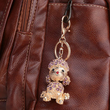 crystal rhinestone lucky pendant key ring 18k gold electroplated animal puppy key chain keychain purse handbag charm decoration J4U66