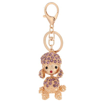 crystal rhinestone lucky pendant key ring 18k gold electroplated animal puppy key chain keychain purse handbag charm decoration J4U66
