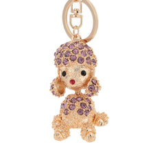 crystal rhinestone lucky pendant key ring 18k gold electroplated animal puppy key chain keychain purse handbag charm decoration J4U66