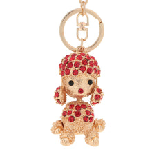 crystal rhinestone lucky pendant key ring 18k gold electroplated animal puppy key chain keychain purse handbag charm decoration J4U66