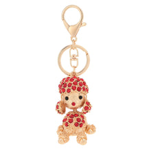 crystal rhinestone lucky pendant key ring 18k gold electroplated animal puppy key chain keychain purse handbag charm decoration J4U66