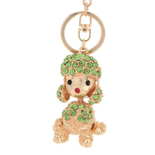 crystal rhinestone lucky pendant key ring 18k gold electroplated animal puppy key chain keychain purse handbag charm decoration J4U66