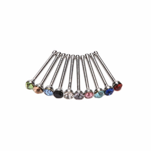 Crystal Rhinestone Nose Ring Bone Stud Surgical Steel Body Piercing Jewelry 10Pcs Body Jewelry Indian style J4U66