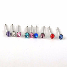 Crystal Stud Silver Colorful Nose Ring Nose Stud Stainless Surgical Steel Nose Piercing Body Jewelry 24pcs J4U66