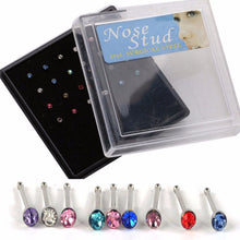 Crystal Stud Silver Colorful Nose Ring Nose Stud Stainless Surgical Steel Nose Piercing Body Jewelry 24pcs J4U66