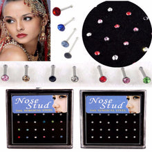 Crystal Stud Silver Colorful Nose Ring Nose Stud Stainless Surgical Steel Nose Piercing Body Jewelry 24pcs J4U66