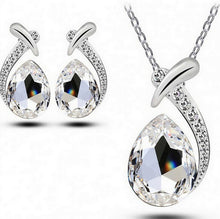 Crystal Water Drop Silver Plated Earrings Necklaces Bridal Jewelry Sets WF Water Drop Earrings Necklaces Jewelry Sets J4U66