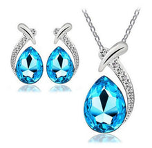 Crystal Water Drop Silver Plated Earrings Necklaces Bridal Jewelry Sets WF Water Drop Earrings Necklaces Jewelry Sets J4U66