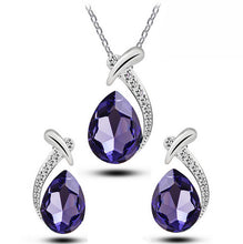 Crystal Water Drop Silver Plated Earrings Necklaces Bridal Jewelry Sets WF Water Drop Earrings Necklaces Jewelry Sets J4U66