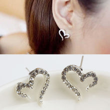 Crystal Women Jewelry Vintage Sliver Plated Small Love Imitation Diamond Stud Earrings  J4U66